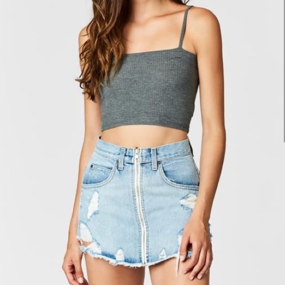 Carmar Gray Distressed Mini Skirt